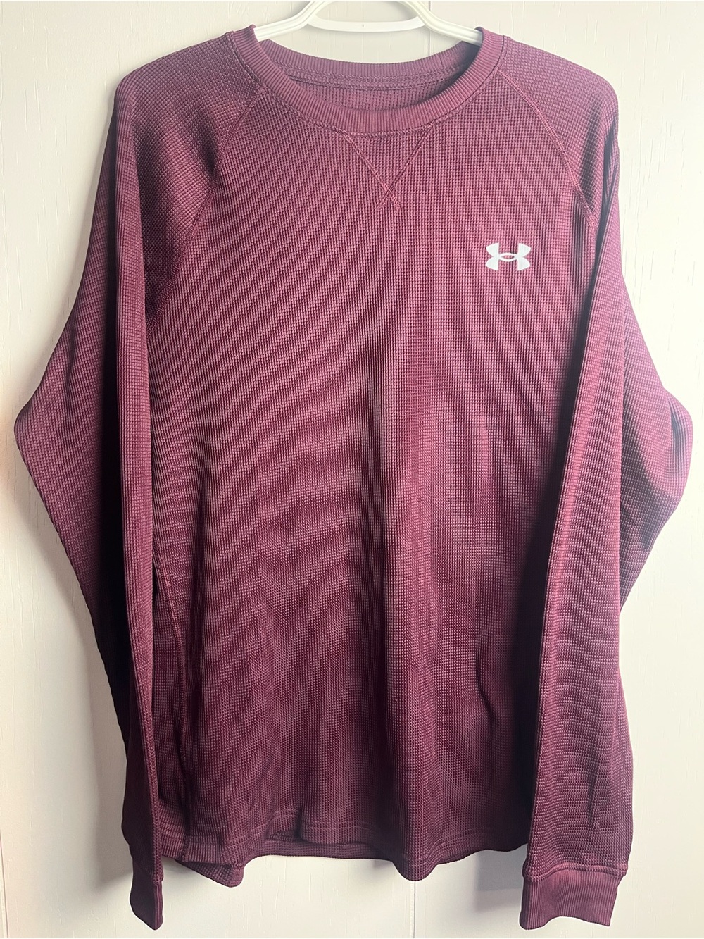 Under Armour Maroon-Wine Waffle Knit Long Sleeve